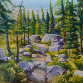 'Sub Alpine Forrest Study' - watercolor - 8" x 8" -Available for Purchase